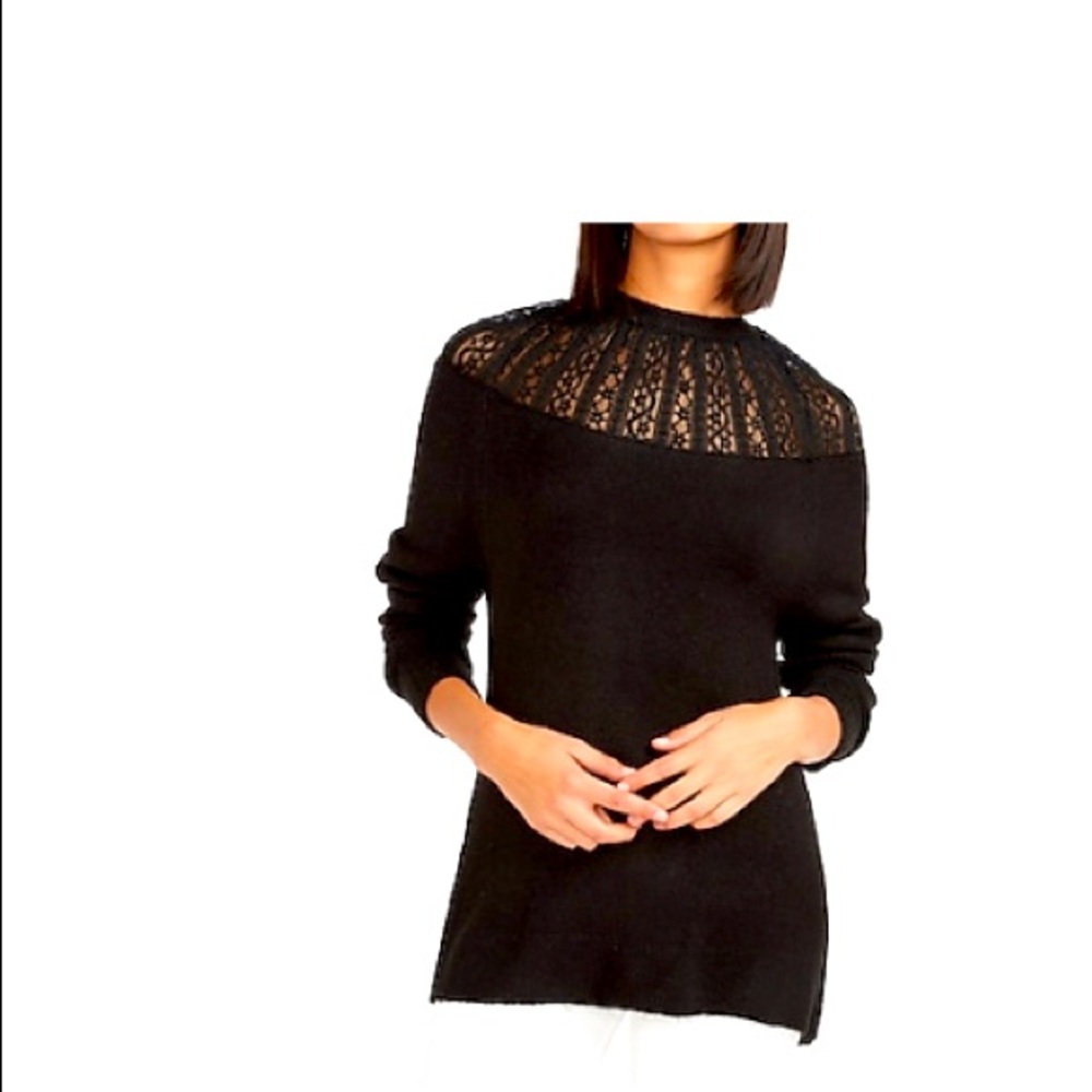 Express Lace Pieced Crew Neck Sweater - XL